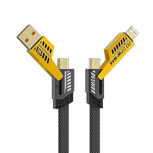 4 in 1 Convertible Metal Data Cable Type C Type A Braided Cable 65W USB C Multiple Fast Charging Cable for Android