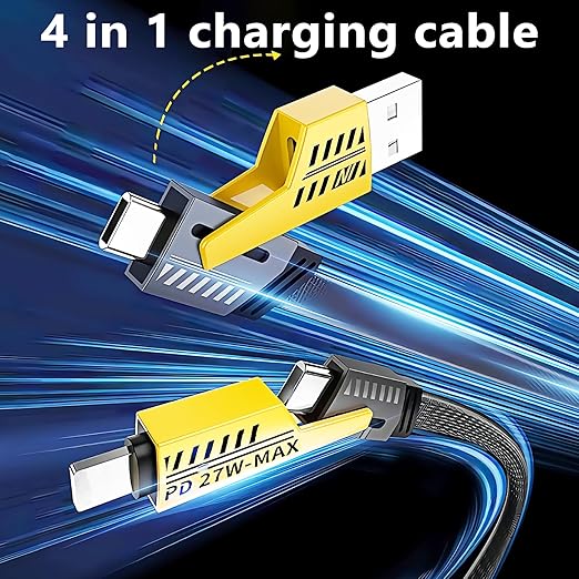 4 in 1 Convertible Metal Data Cable Type C Type A Braided Cable 65W USB C Multiple Fast Charging Cable for Android