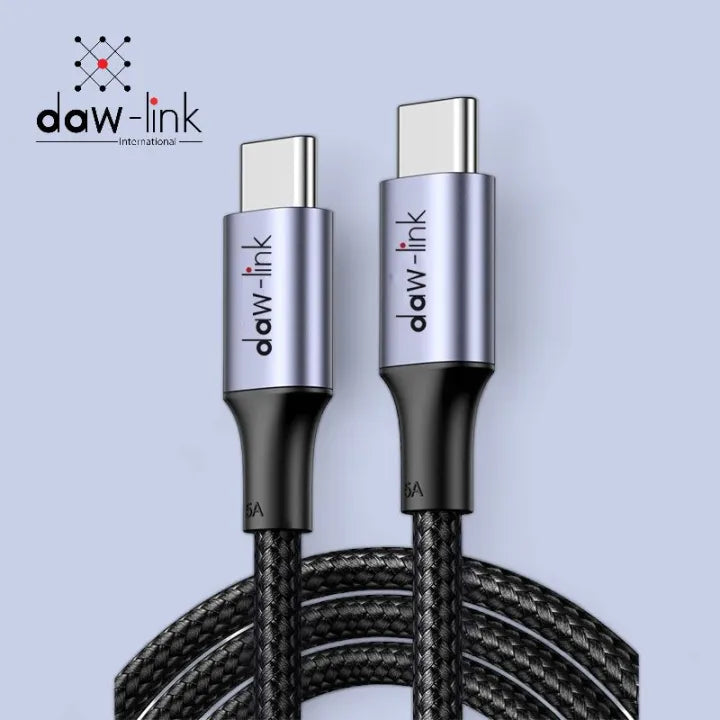 100% ORIGNAL DAWLINK BRAND TYPE-C TO TYPE-C 65W PD FAST CHARGING CABLE (1M) FOR LAPTOP,MOBILE AND TABLETS