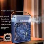 Portable Air Conditioner Mist Fan Big Size | 3-in-1 Mini AC Fan for Room Air Cooler with Ice & Humidifier | USB Electric Fan with Ice Water Mist | LED Lights | Adjustable Wind Speed | Small Desktop Cooling Fan for Room, Office & Home | 10inches