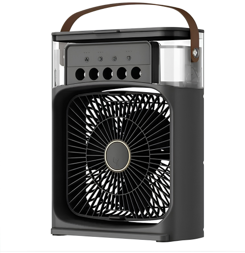Portable Air Conditioner Mist Fan Big Size | 3-in-1 Mini AC Fan for Room Air Cooler with Ice & Humidifier | USB Electric Fan with Ice Water Mist | LED Lights | Adjustable Wind Speed | Small Desktop Cooling Fan for Room, Office & Home | 10inches