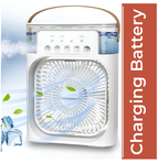 Portable Air Conditioner Mist Fan Big Size | 3-in-1 Mini AC Fan for Room Air Cooler with Ice & Humidifier | USB Electric Fan with Ice Water Mist | LED Lights | Adjustable Wind Speed | Small Desktop Cooling Fan for Room, Office & Home | 10inches