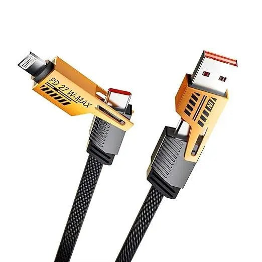 4 in 1 Convertible Metal Data Cable Type C Type A Braided Cable 65W USB C Multiple Fast Charging Cable for Android